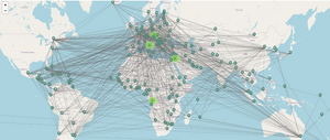 Map visualising part of female diplomatic network 2021